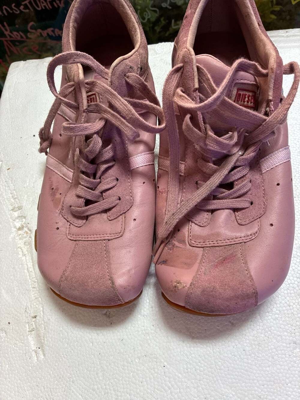 Diesel Evelyn Pink Leather Sneakers Size US 9